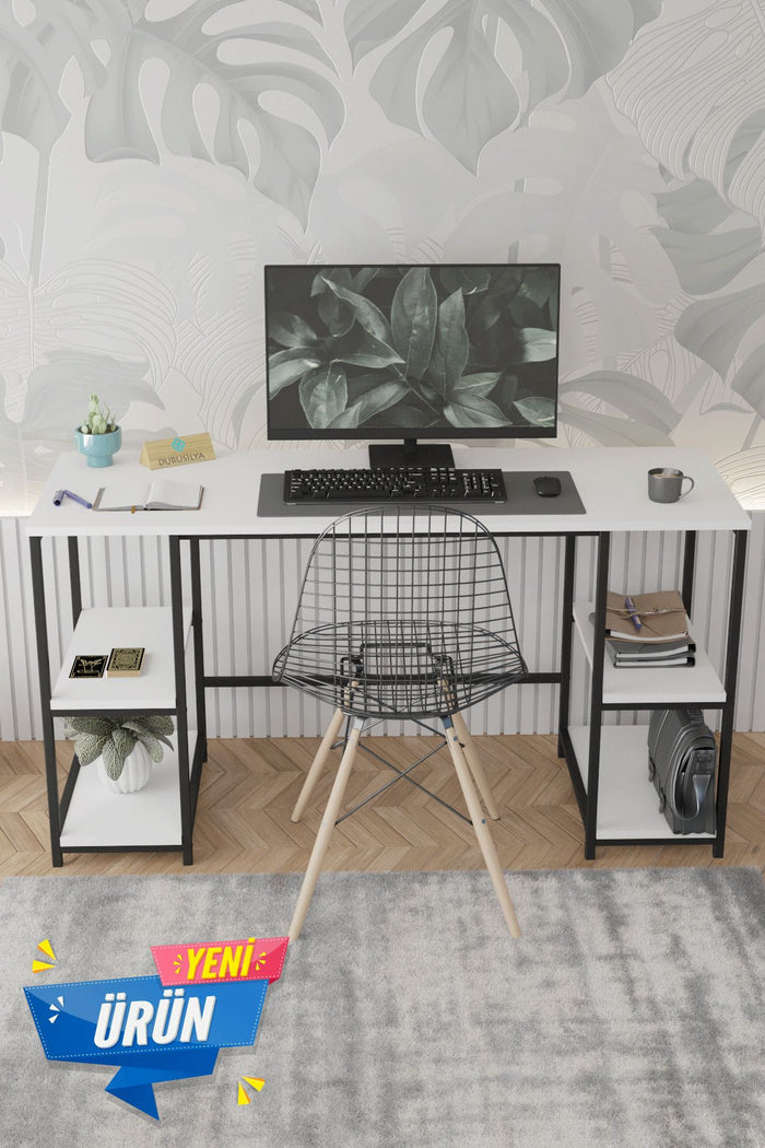 Kitaplıklı Metal Ayaklı Çalışma Masası