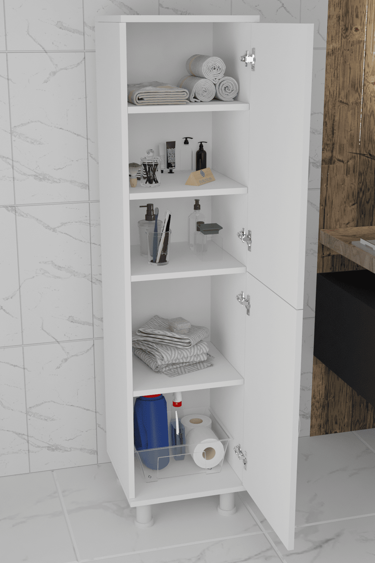 Çok Amaçlı Kapaklı Raflı Mutfak Balkon Kiler Banyo Erzak Dolabı