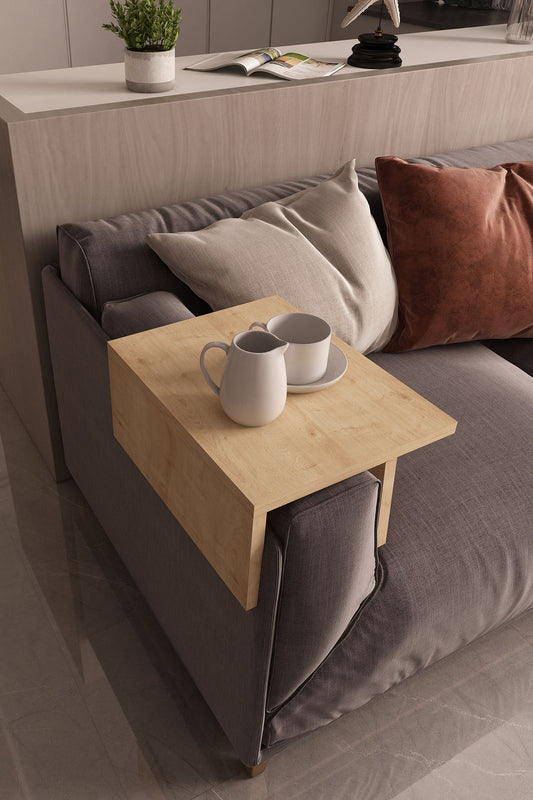 Koltuk Yan Sehpa Kolçak Sehpası Meşe Renk