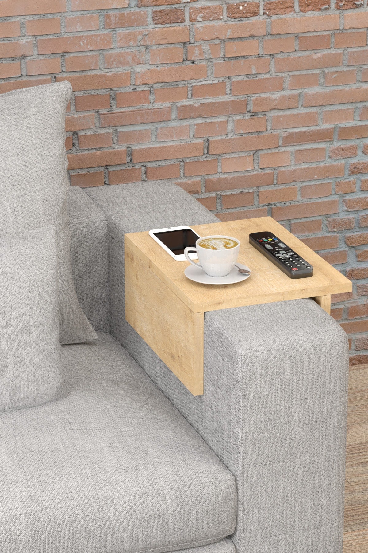 Koltuk Yan Sehpa Kolçak Sehpası Meşe Renk