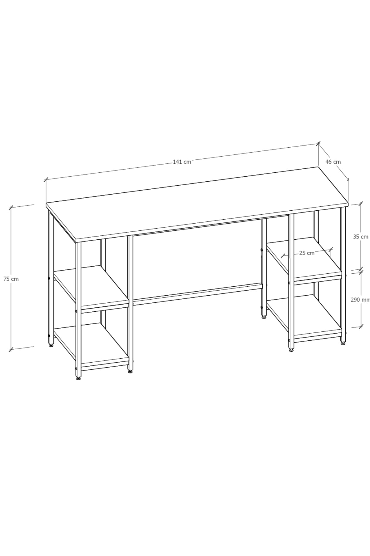 Metal Çalışma Bilgisayar Ofis Masası 140x50 cm