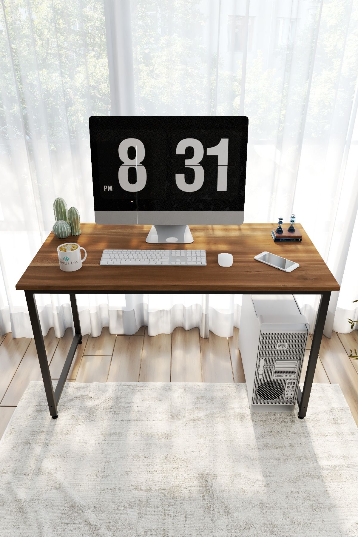 Metal Ayaklı Çalışma Masası – 120 × 60 cm, Ceviz ürün görseli 3