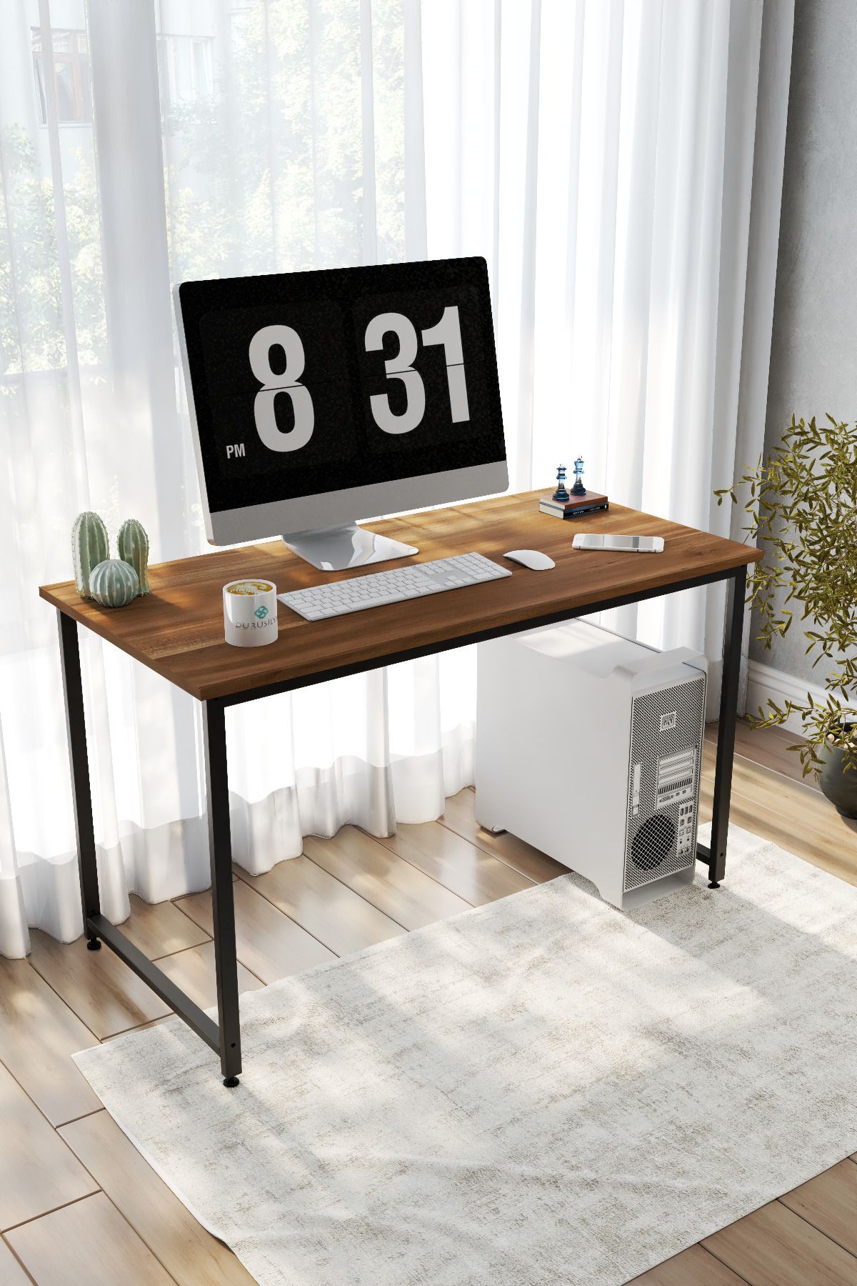 Metal Ayaklı Çalışma Masası – 120 × 60 cm, Ceviz ürün görseli 2