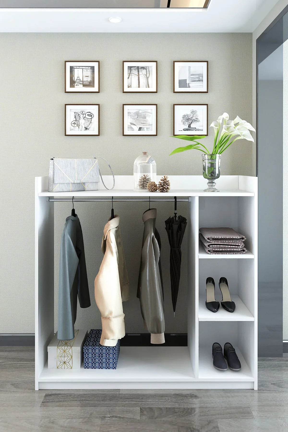 Raflı ve Askılıklı Elbise Dolabı – 120 cm ürün görseli 2