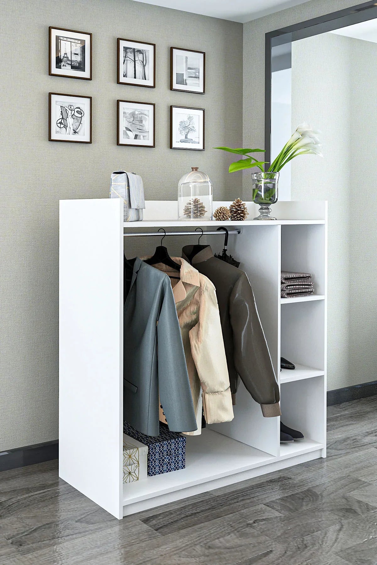 Raflı ve Askılıklı Elbise Dolabı – 120 cm genel görünüm
