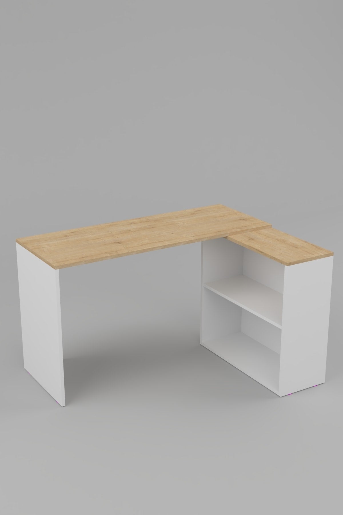 Dolaplı L Çalışma Masası – DR0001, 145 cm, Meşe / Beyaz ürün görseli 6