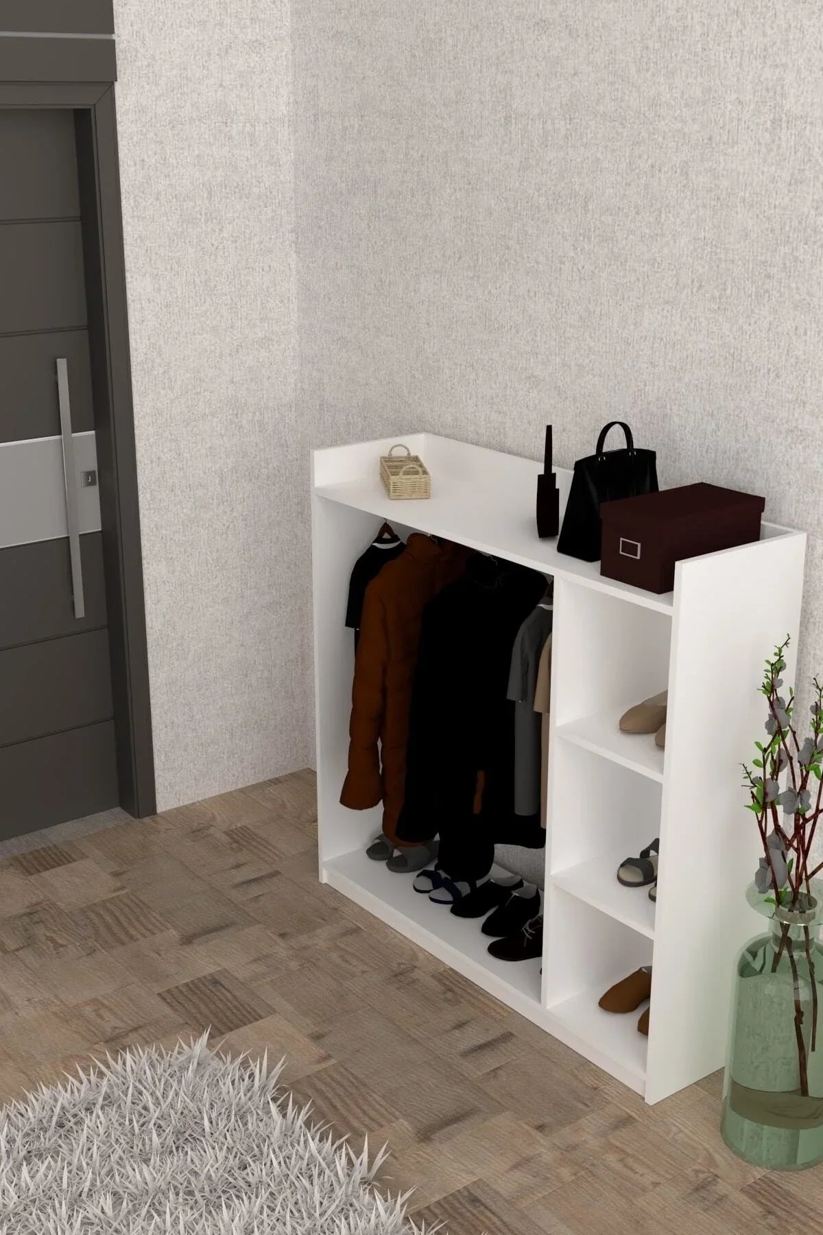 Raflı ve Askılıklı Elbise Dolabı – 120 cm ürün görseli 5